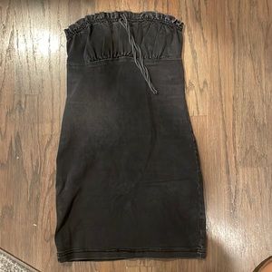 BDG UO Black denim dress strapless
